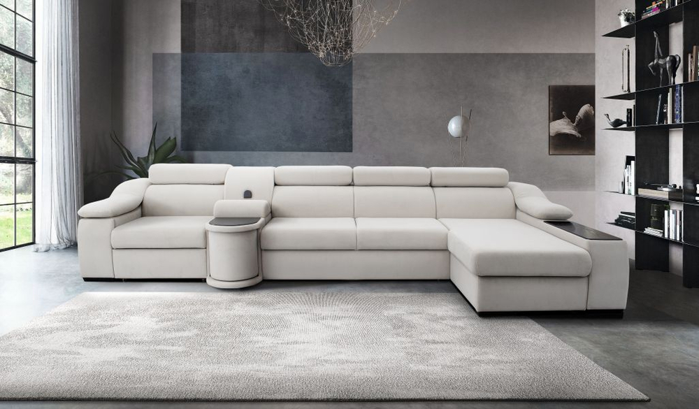 Монреаль диван модульный /Дельфин/уг л«7»«ПУД»+«ОТ76»+«Д2р76Д»+«КЯ76»+«П»кат.400Бремен 1 Мореный ду