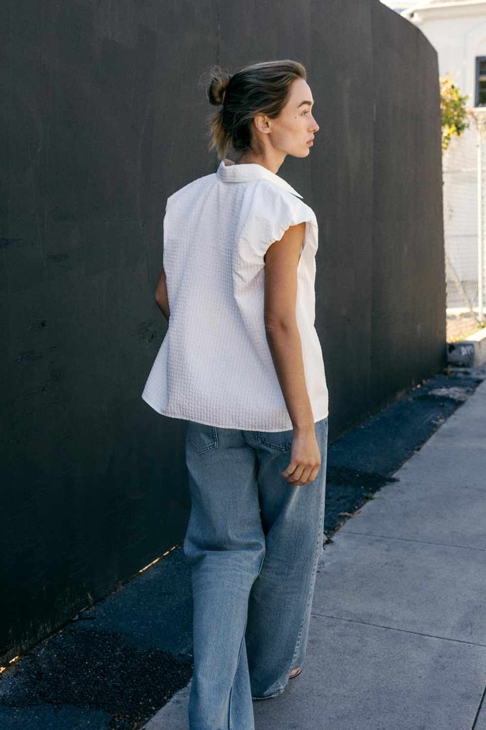 ZARA РУБАШКА С ОБЪЕМНЫМИ РУКАВАМИ, БЕЛЫЙ