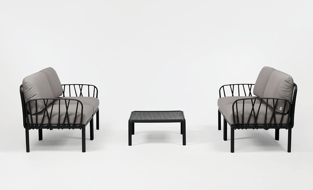 Диван пластиковый с подушками Nardi Komodo 2, антрацит, серый