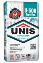 Клей UNIS U-500 UNIFLEX С2ТЕS эластичный для керамогранита макси формата  15 кг