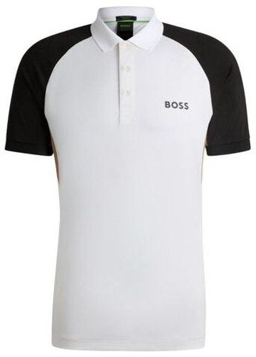 Мужское теннисное поло BOSS Active Paddy Colour Blocked - белый