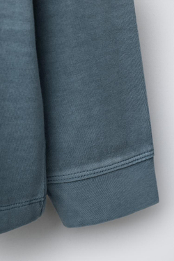 ZARA ФУТБОЛКА С КРУГЛЫМ ВЫРЕЗОМ И ДЛИННЫМИ РУКАВАМИ, СИНИЙ