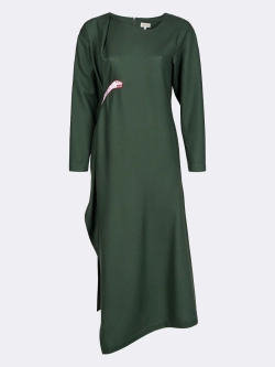 Платье с драпировкой и вышивкой OLA OLA