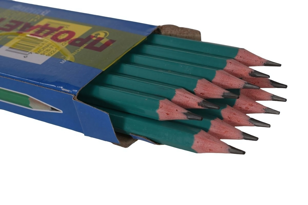 Карандаш чг 12шт, зеленый, шестигранный,без ластика