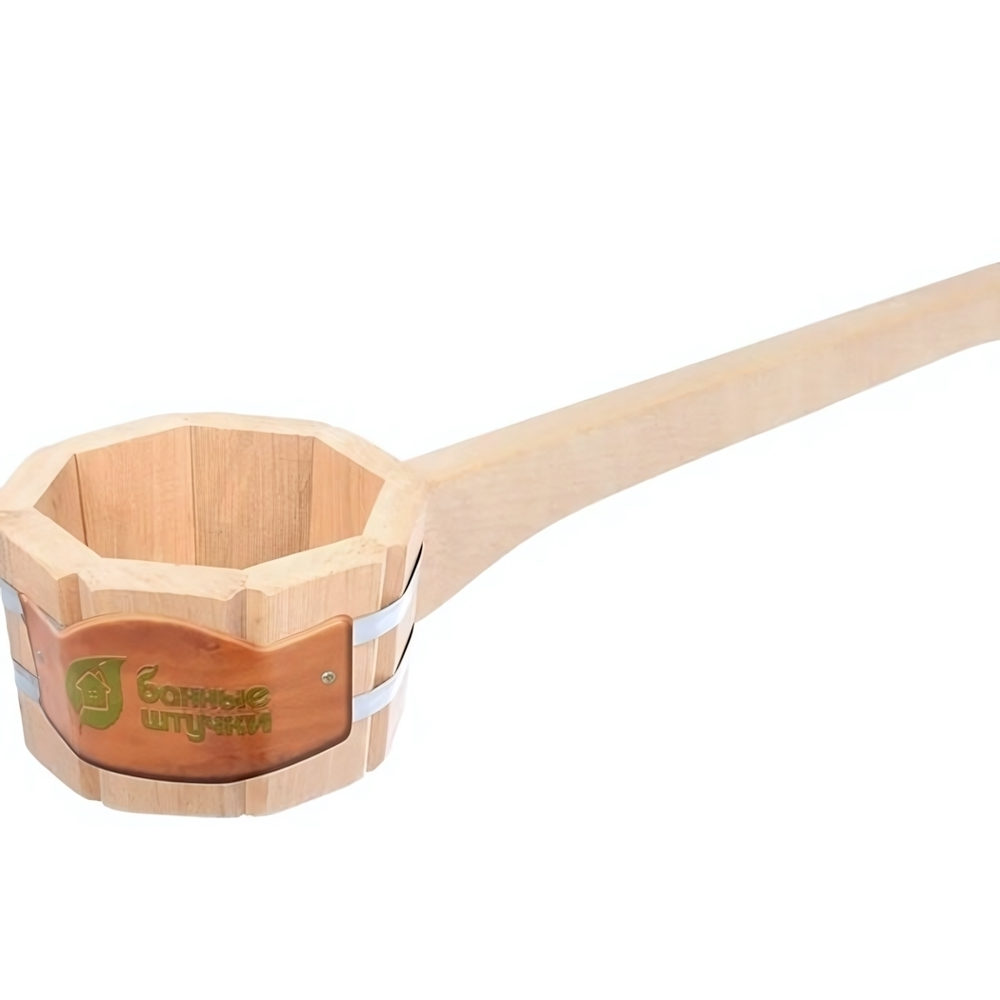 Ковш - черпак 1,5л бондарный, с горизонтальной ручкой, липа Банные штучки