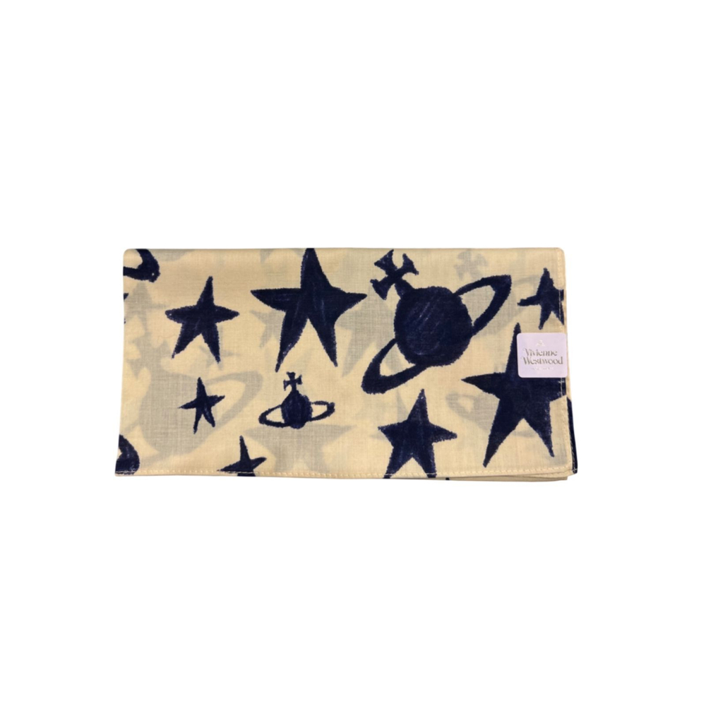 VIVIENNE WESTWOOD ПЛАТОК БЕЖЕВЫЙ ПРИНТ ORBS AND STARS С ЛОГОТИПОМ БРЕНДА