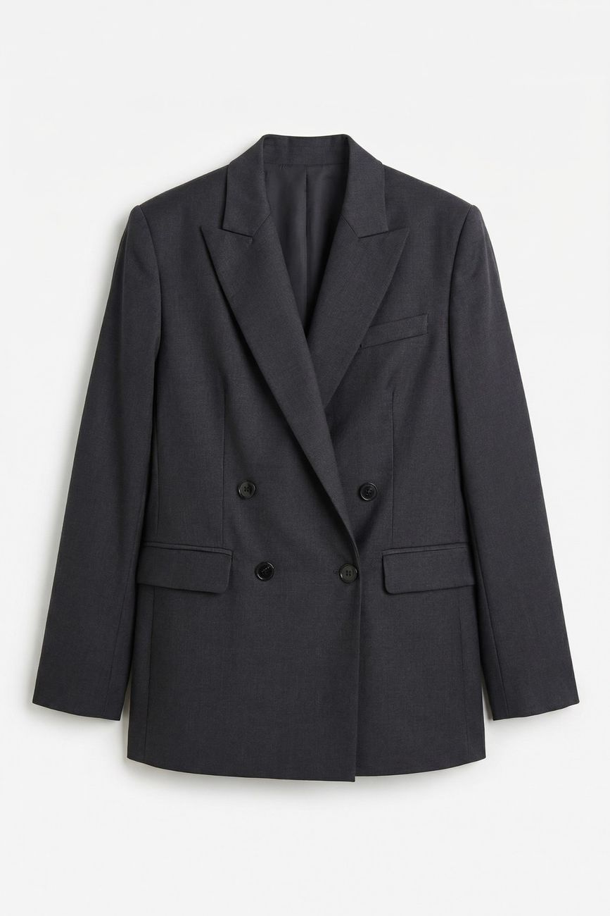 Жакет двубортный, темно-серый