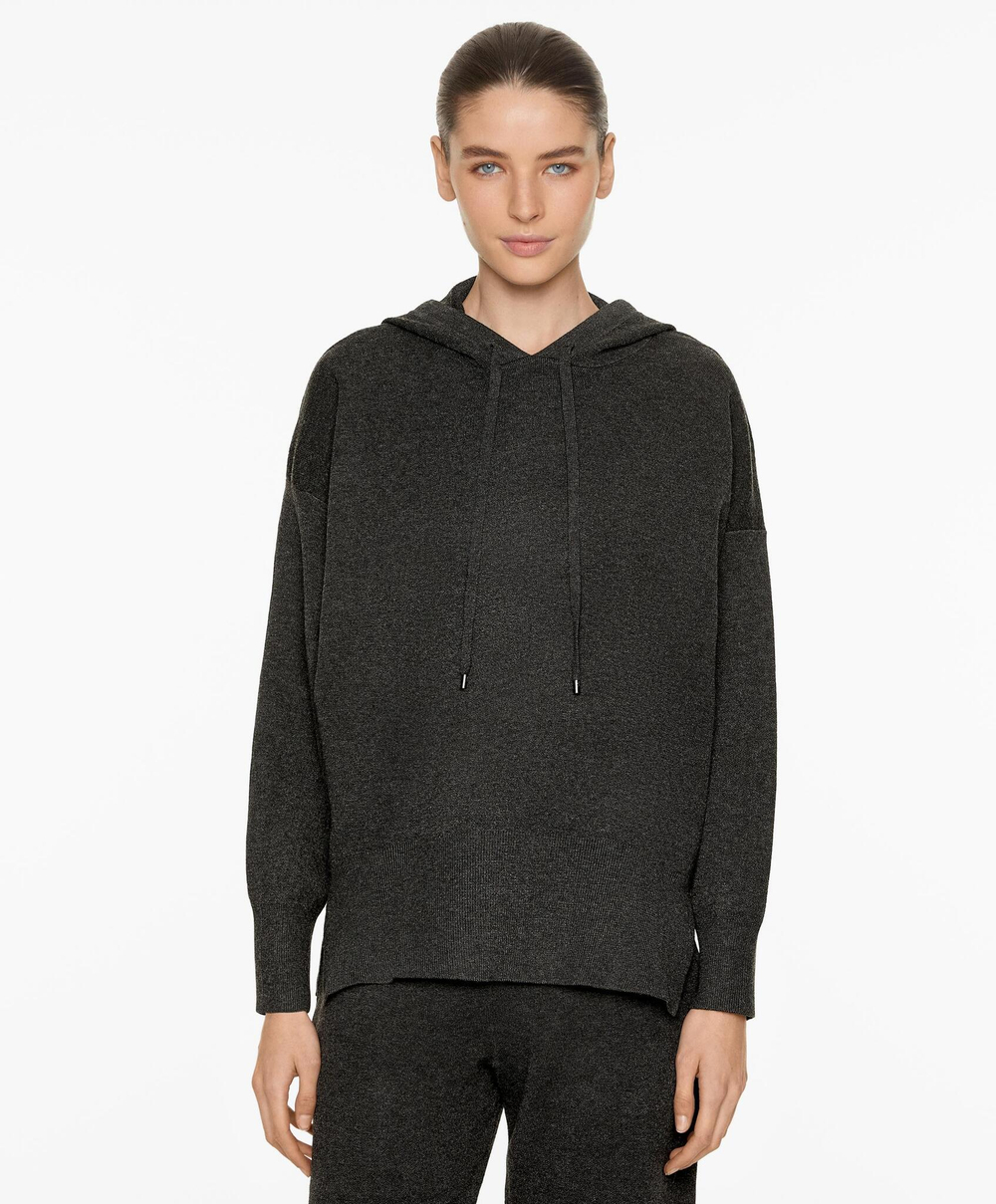 Oysho Трикотажная толстовка с капюшоном, антрацитовый