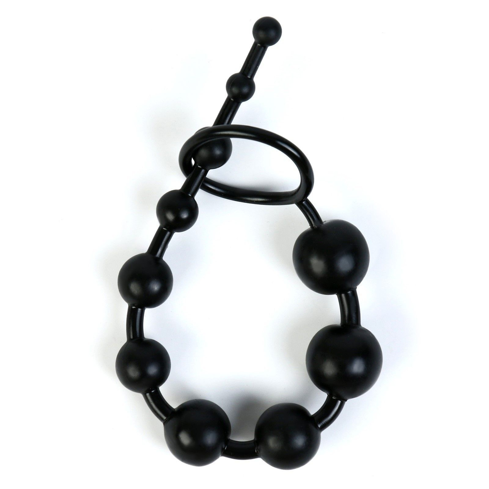 Черная анальная цепочка - 30 см. (Цвет: черный)