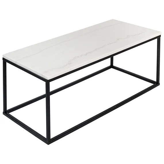 Столик журнальный Mayen, 90х40х35 см, белый мрамор/черный