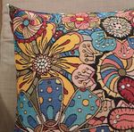 Декоративный гобеленовый чехол для интерьерной подушки Мозаика Цветы 47*47