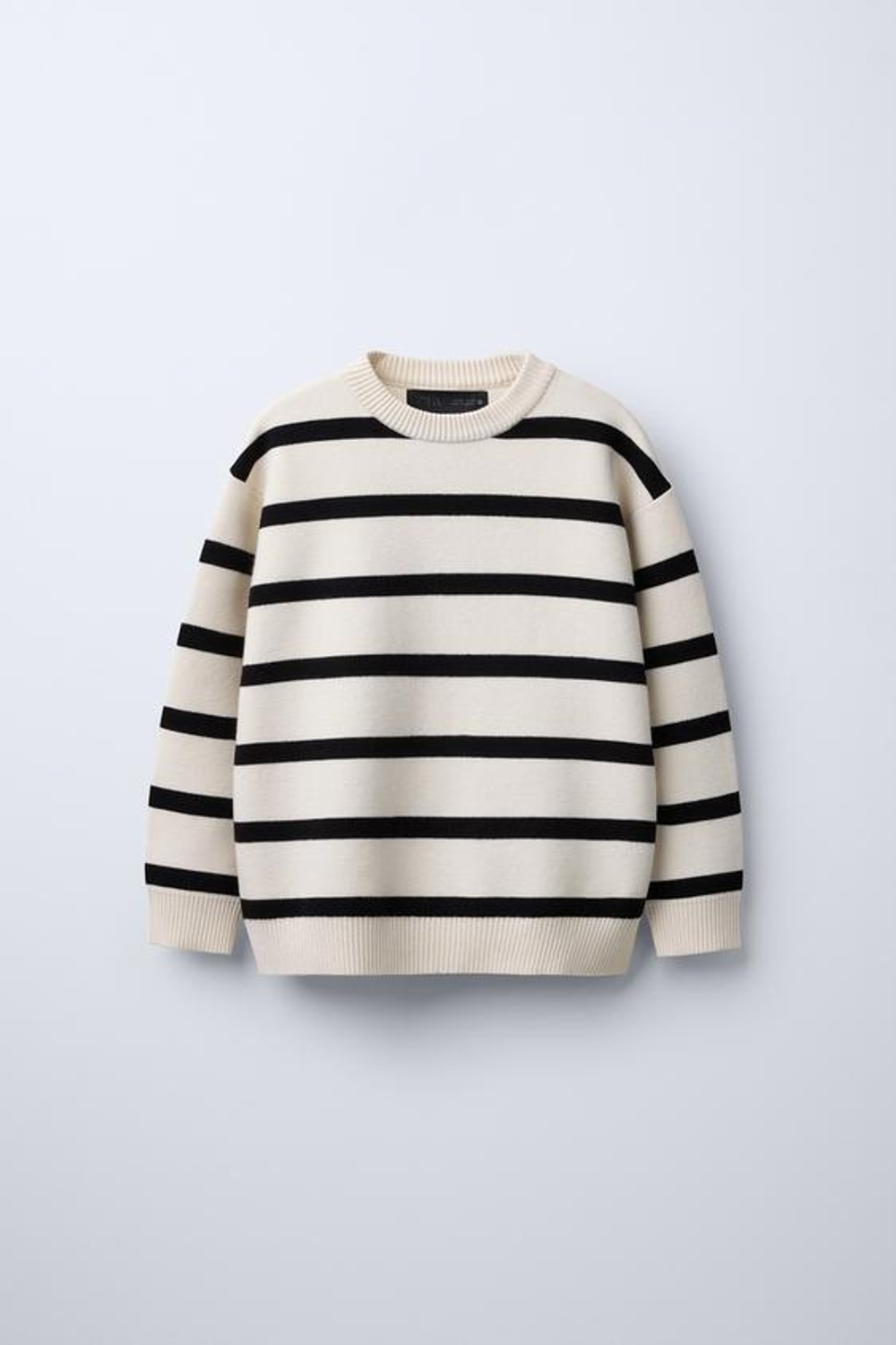 ZARA СВИТЕР ИЗ МЯГКОГО ТРИКОТАЖА, БЕЛЫЙ/ЧЕРНЫЙ