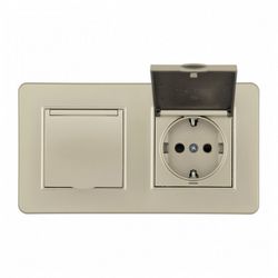 Розетка с заземлением и шторкой, с крышкой Arte Milano SET16-2 SET16-2-41-1x2 shampan