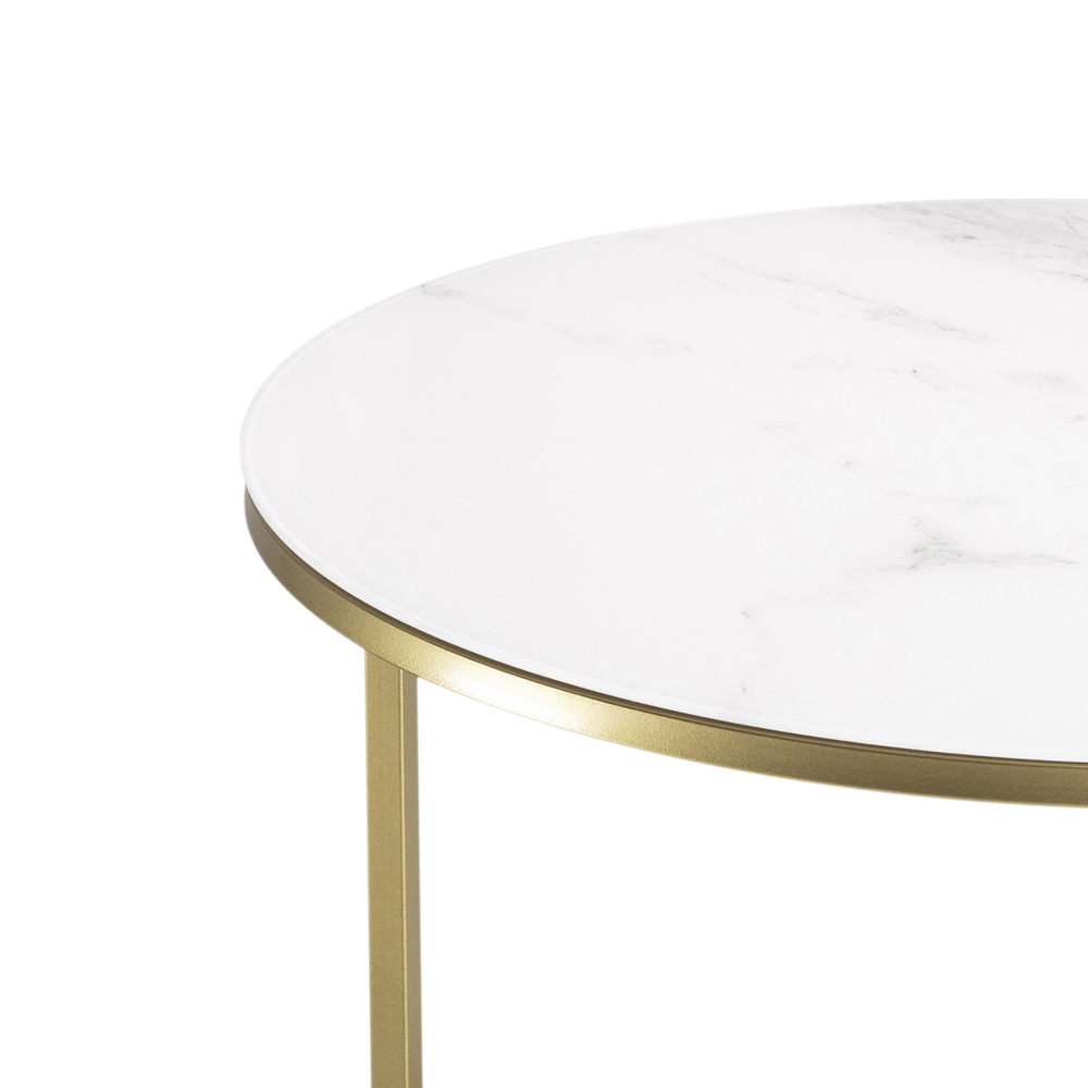 Журнальный стол Woodville Плумерия белый мрамор, золото