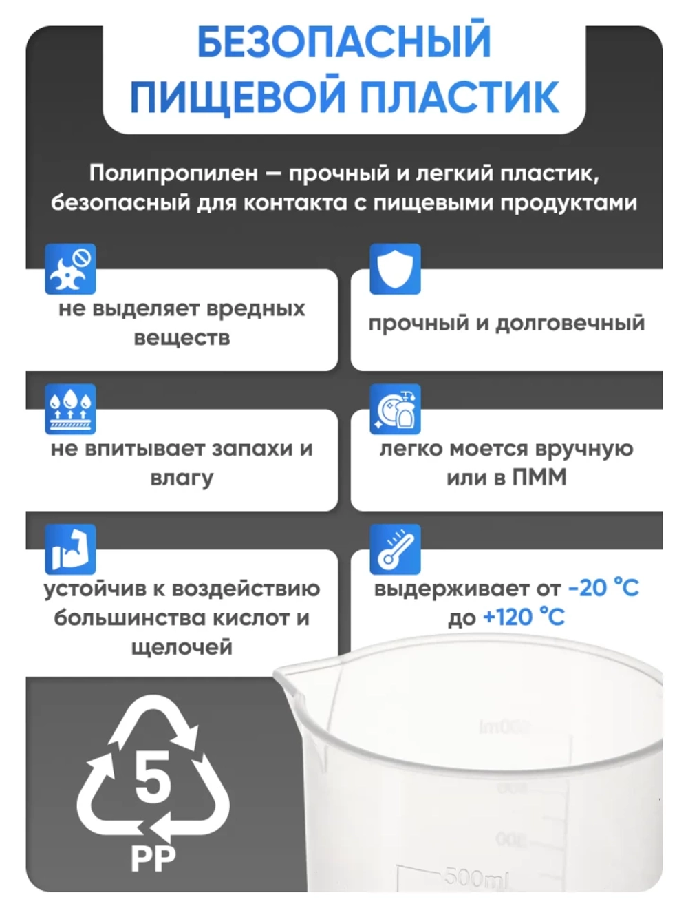 Стакан 500 мл п/п с носиком, Лаборио