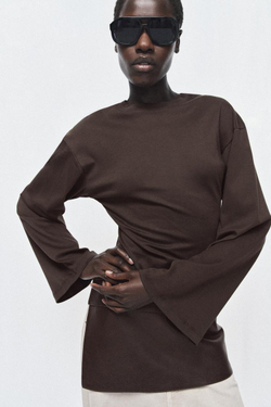 ZARA КОЖАНЫЙ РЕМЕНЬ-ЮБКА (100% КОЖА), КОРИЧНЕВЫЙ