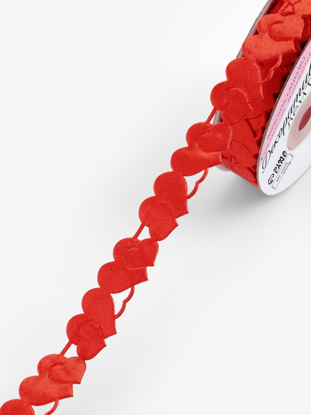 Лента декоративная фигурная 15мм,сердца красный АУ 2276031