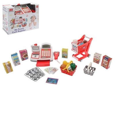 Касса с тележкой и корзиной Супермаркет, световые и звуковые эффекты