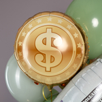 Шар (18''/46 см) Круг, Знак Доллара, Золото