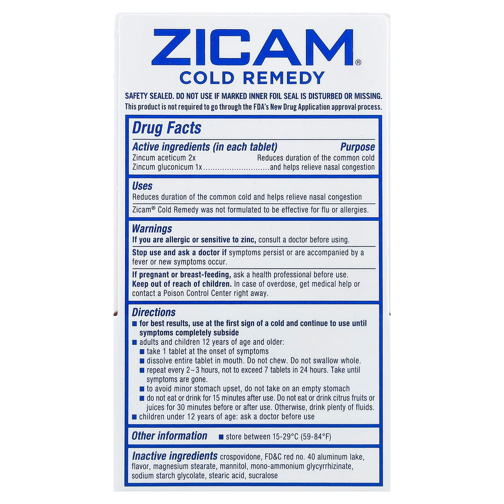 Zicam, Cold Remedy, RapidMelts®, с вишневым вкусом, 25 быстрорастворимых таблеток