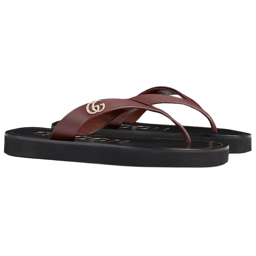 GUCCI GG Flip Flops Women"s Dark Brown