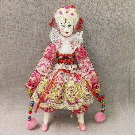 Ёлочная игрушка Клоунесса розовая в белом парике