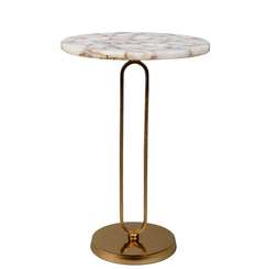 Кофейный столик со столешницей из белого агата, Ø40х60 см