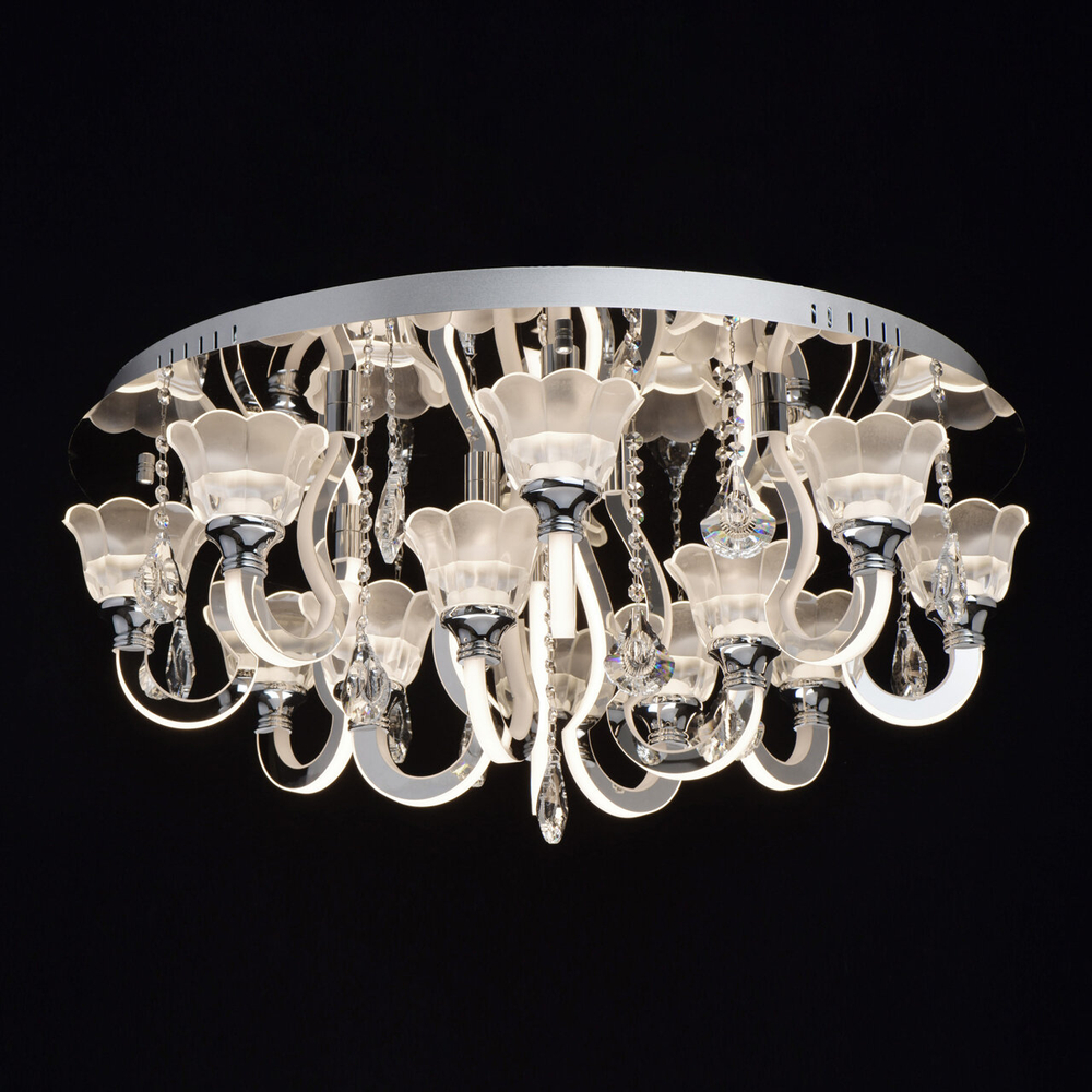 Люстра потолочная светодиодная с пультом Regenbogen Ротенбург, 3 режима, LED 120Вт, 30 м2, хром/белый