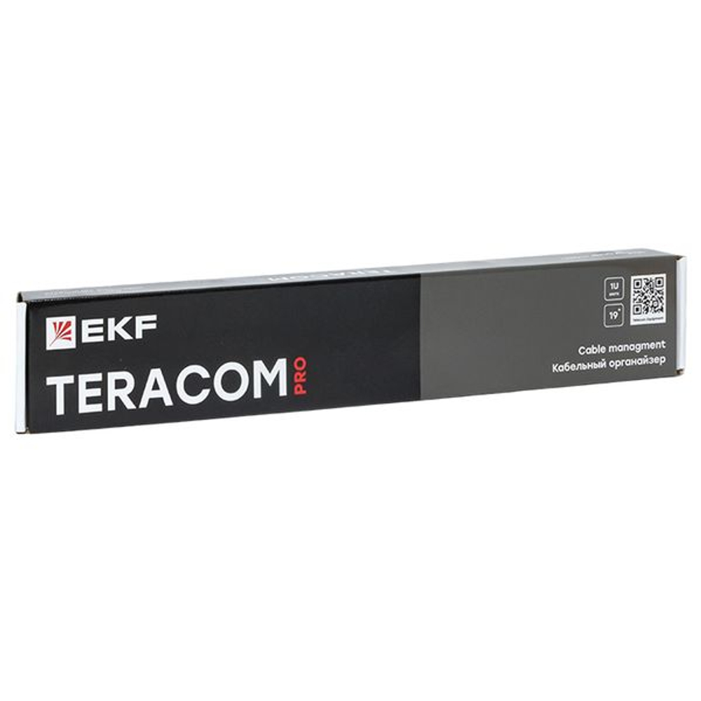 Кабельный органайзер TERACOM PRO 1U с 5 пластиковыми кольцами чёрный