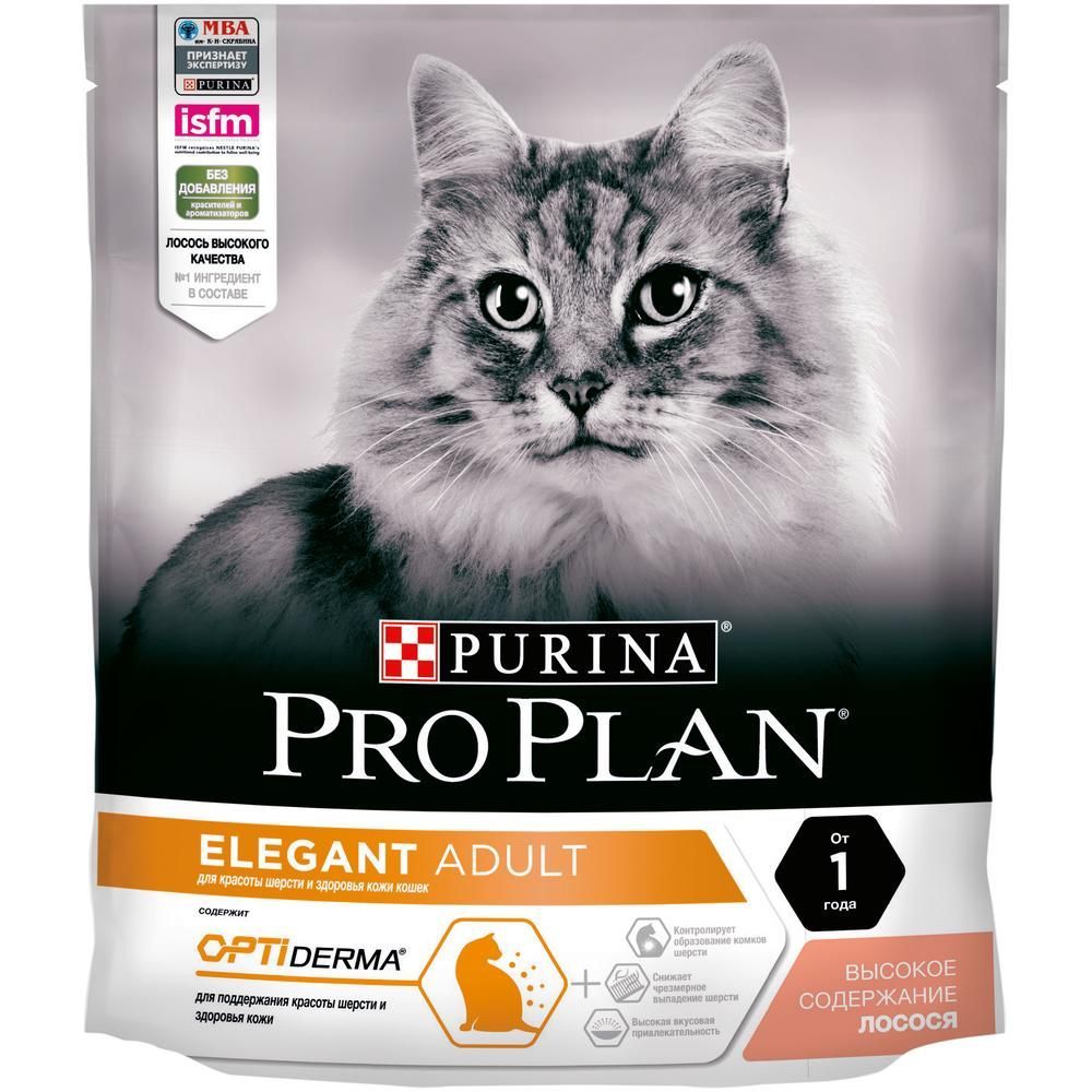 Сухой корм Pro Plan® для здоровья шерсти и кожи взрослых кошек, с высоким содержанием лосося, Пакет,