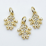 Подвеска Девочка, позолота, фианиты, размер 12*9 мм, цена за 1 шт