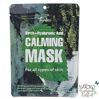 Маска для лица тканевая с Экстрактом коры японской берёзы и Гиалуроновой кислотой THINKCO Birch+Hyaluronic Acid Calming Mask Pack, 23 мл.