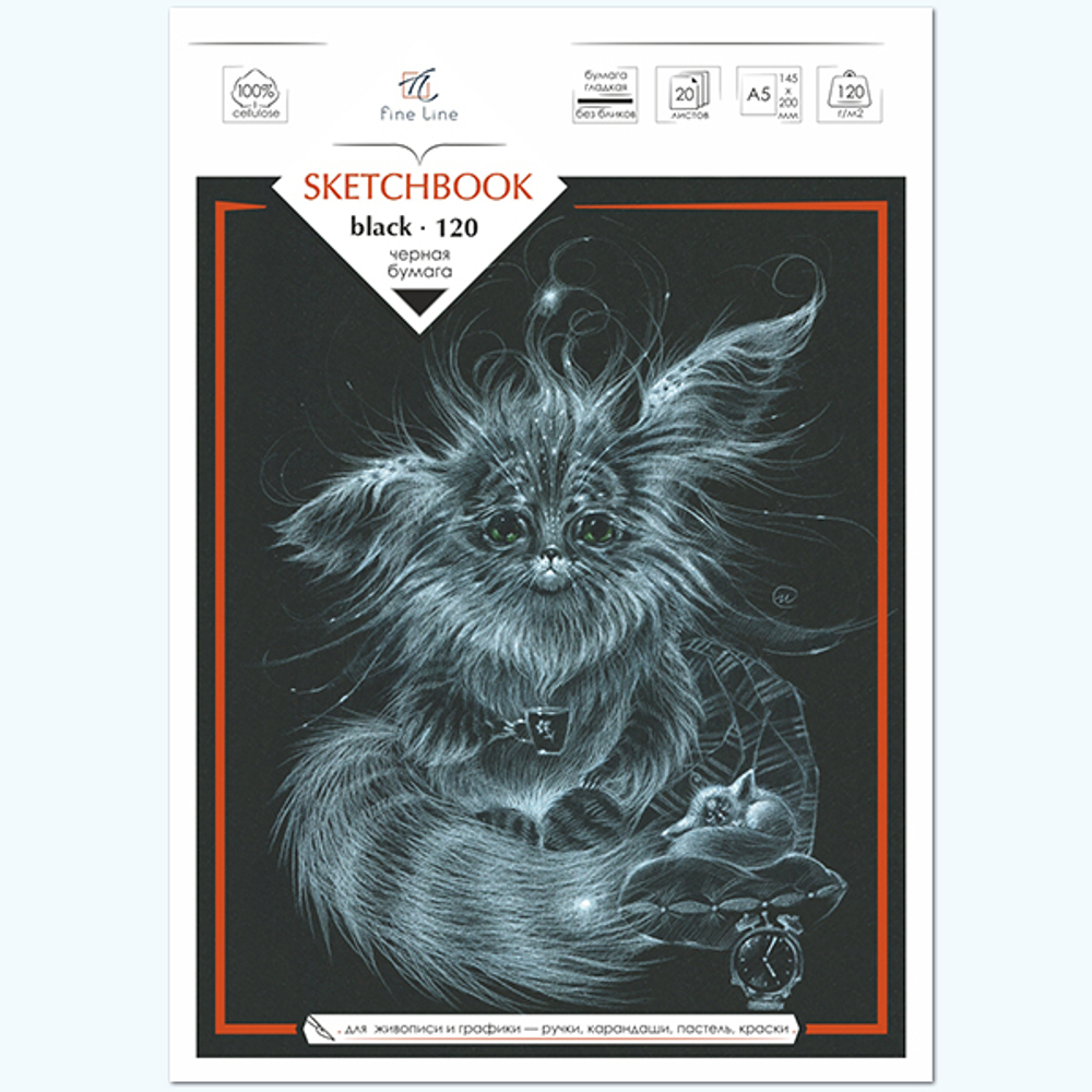 Блокнот-скетчбук  SKETCHBOOK BLACK А5 на скрепке