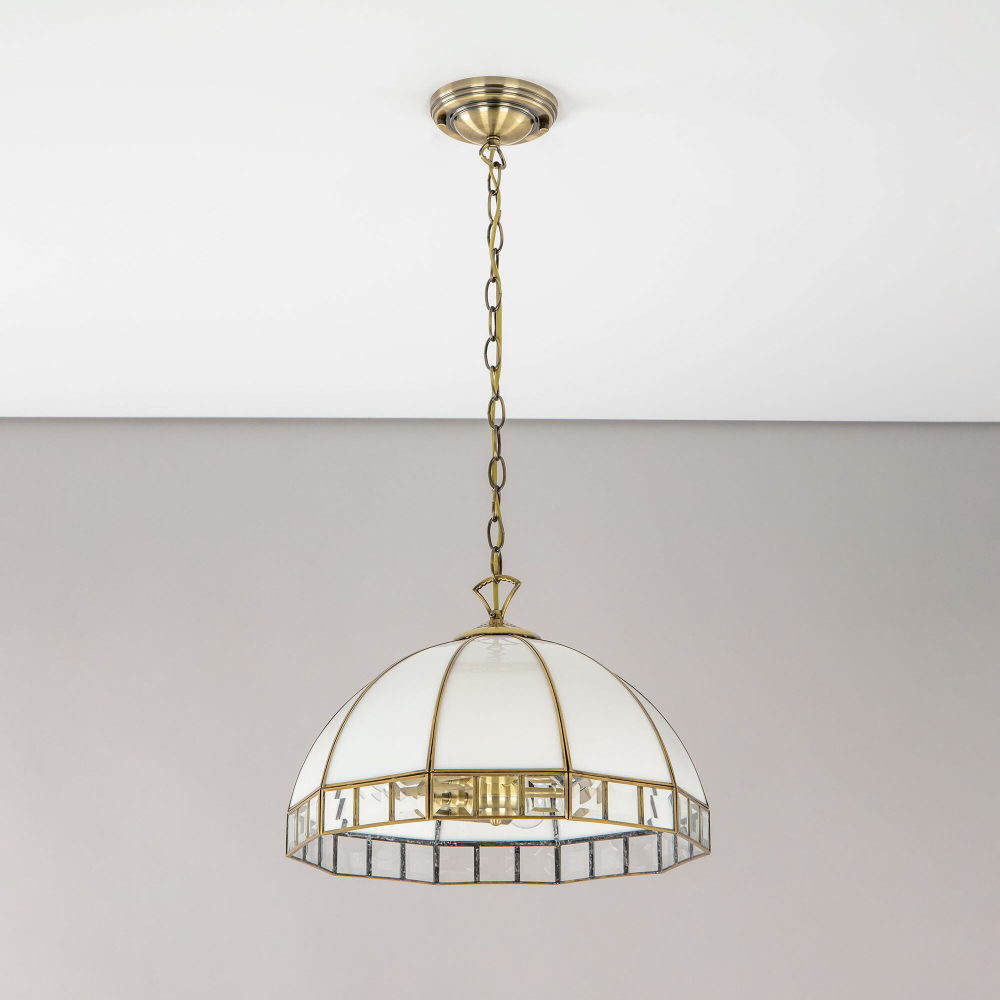 Citilux Шербург-1 CL440132 Люстра витражная подвесная Бронза