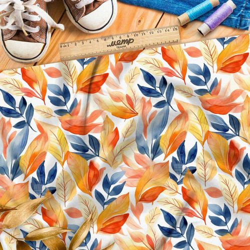 Ткань премиум сатин осенние мотивы