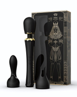 Черный wand-вибратор Kyro с 2 насадками (Цвет: черный)