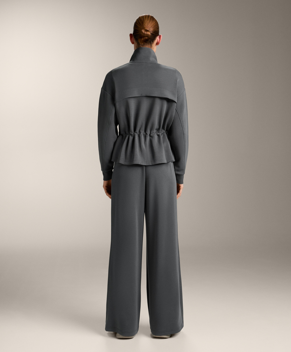 OYSHO Брюки прямого кроя с ребристой отделкой и модала, асфальтовый