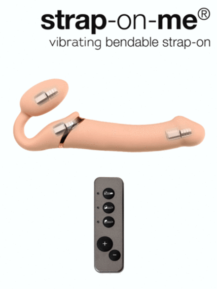 Безремневой страпон Strap-on-me с вибрацией, с 3-мя моторами, телесный, L