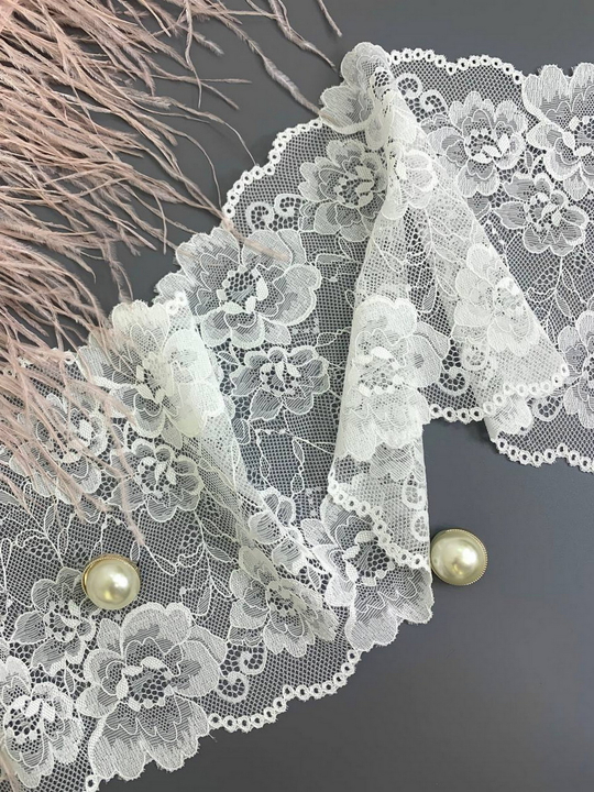 Кружево молочный, 18см, стрейч, айвори,
