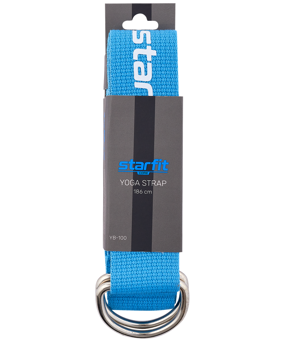 Ремень для йоги YB-100 183 см, хлопок, синий пастель