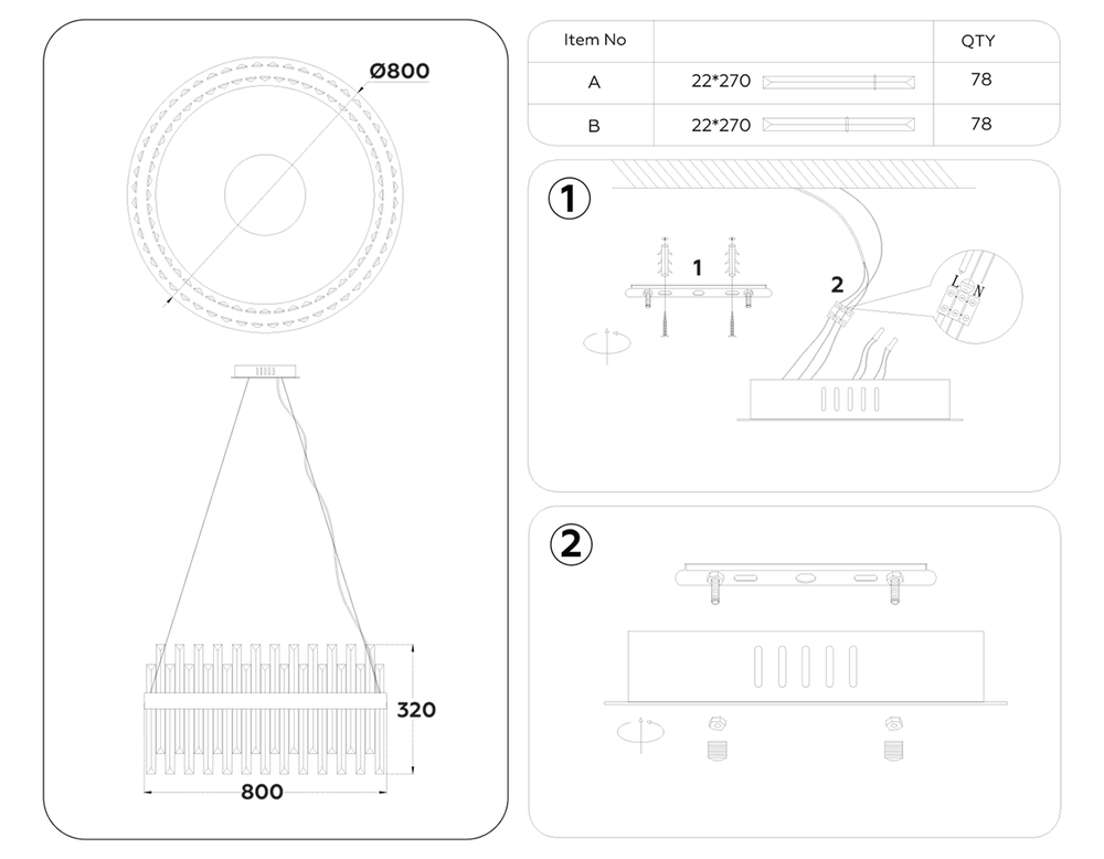 Ambrella Подвесная светодиодная люстра с хрусталем Traditional TR5011
