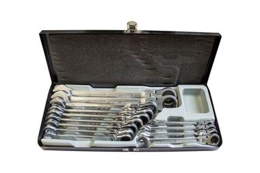 Набор ключей комбинированных трещоточных с шарниром 13пр.(8, 10-19, 21, 22мм),в металлическом кейсе Forsage F-51310F