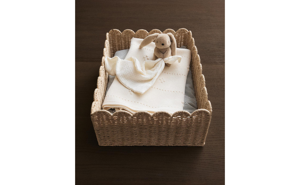 Zara Home Корзина из плетёной бумаги, цвет бежевый, 45 см