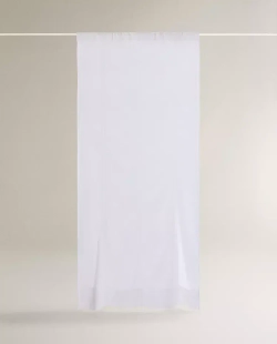 ZARA HOME ШТОРА ИЗ ХЛОПКА И ЛЬНА С ВЫШИВКОЙ, БЕЛЫЙ