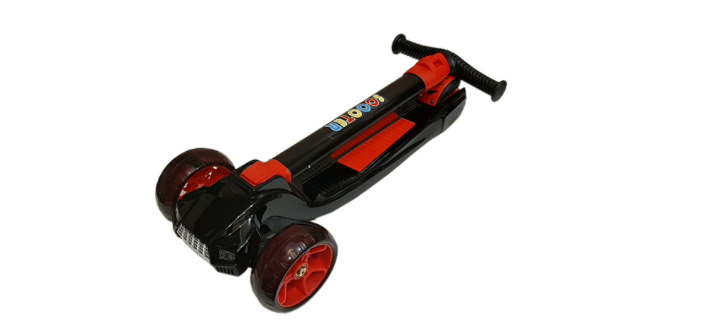 Самокат детский трехколесный светящийся Scooter Maxi Pro Plus черно-красный