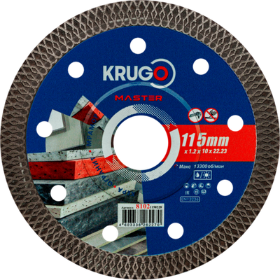 Диск алмазный Турбо ТF по керамике KRUGO MASTER 115х1,2х22,23х10mm, 81021150228