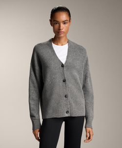 Oysho Мягкий трикотажный кардиган на пуговицах, серый меланж