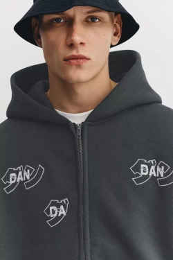 PULL&BEAR Толстовка с капюшоном Dan Da Dan, темно-серый