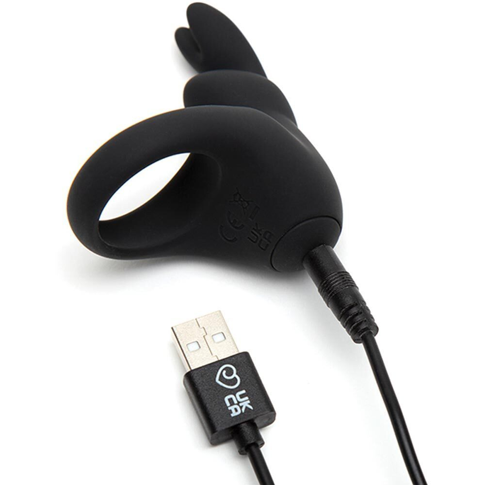 Черное эрекционное виброкольцо Happy Rabbit Rechargeable Rabbit Cock Ring (Цвет: черный)