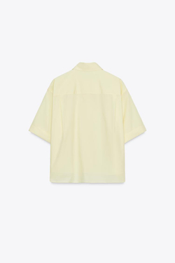 ZARA РУБАШКА ИЗ ПОПЛИНА С КАРМАНОМ, ЖЕЛТЫЙ